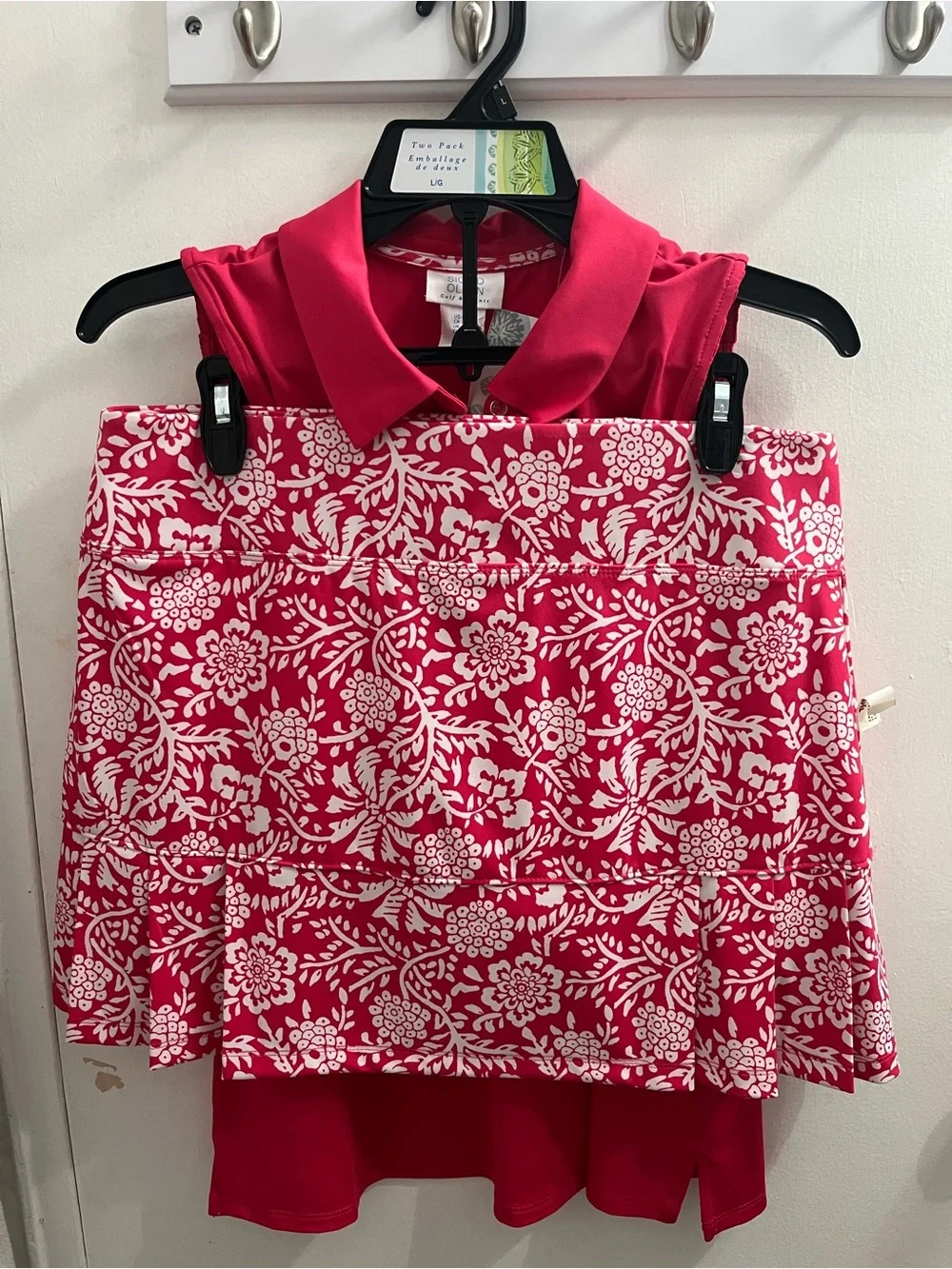 Sigrid Olsen Sleeveless Polo Set- Bright Pink Tank w/matching skort.